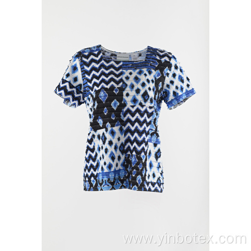 printed chiffon base on knitting short sleeve T